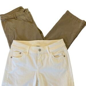 TOMMY BAHAMA Size 2 White Bermuda Shorts &‎ Green Chino Pants Lot of 2 Stretch